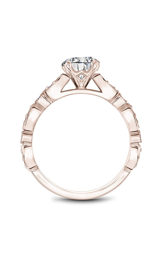 18K Rose Gold Sidestone Round Engagement Ring