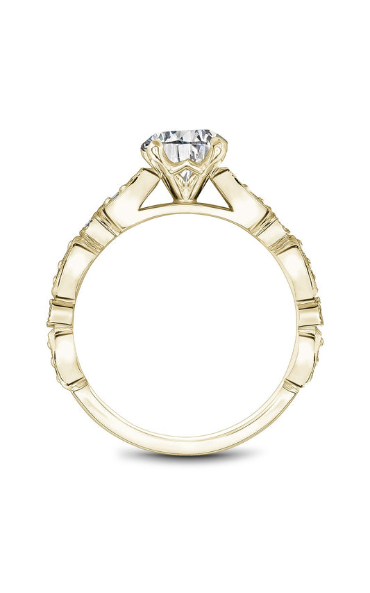 14K Yellow Gold Sidestone Round Engagement Ring