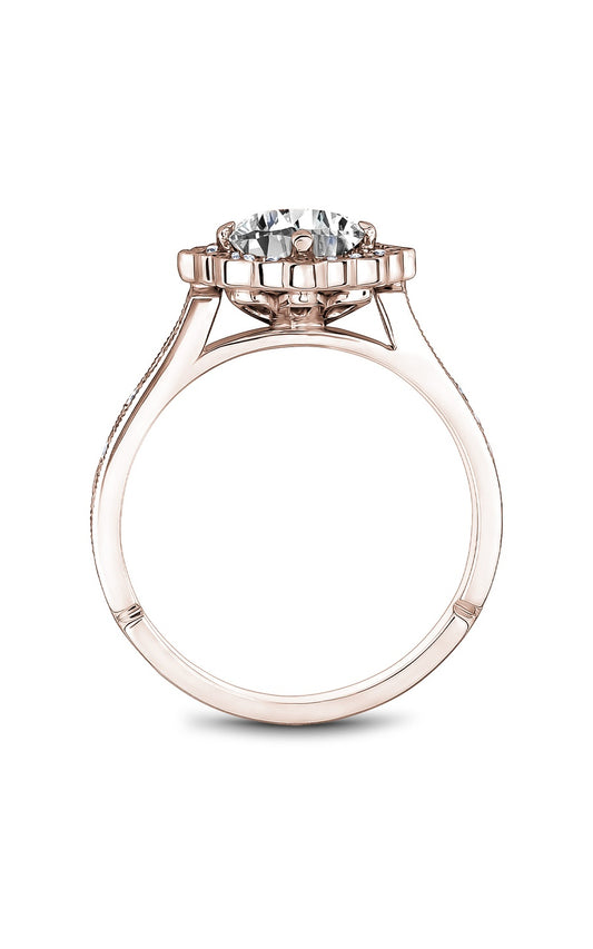 14K Rose Gold Halo Round Engagement Ring