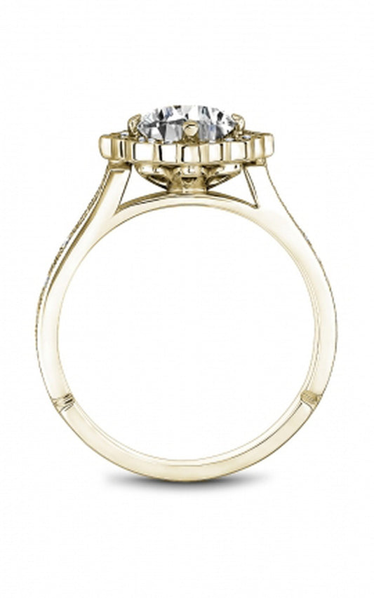 18K Yellow Gold Halo Round Engagement Ring