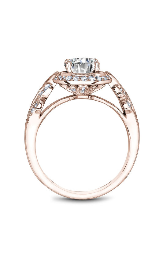 14K Rose Gold Halo Round Engagement Ring