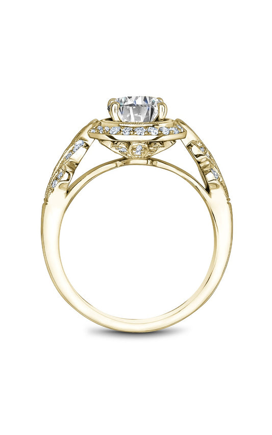 14K Yellow Gold Halo Round Engagement Ring