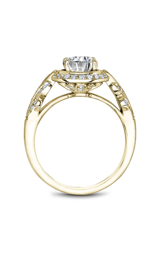 14K Yellow Gold Halo Round Engagement Ring