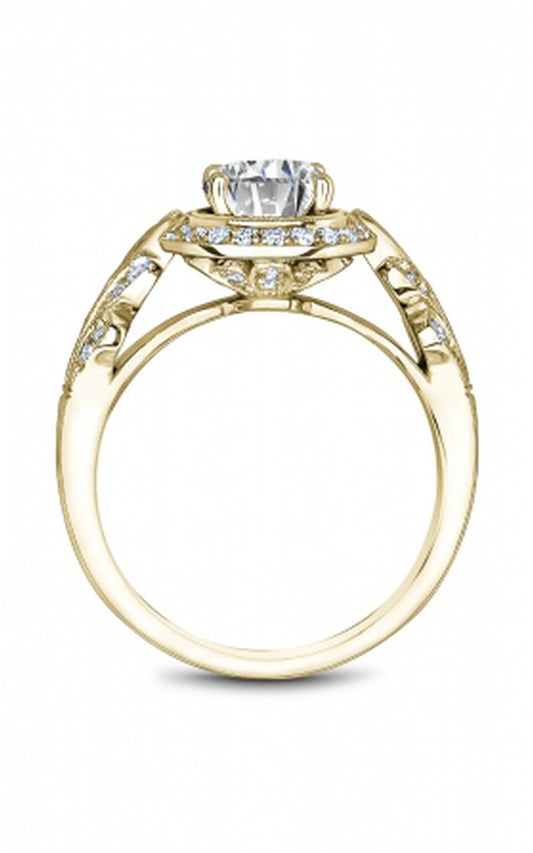 18K Yellow Gold Halo Round Engagement Ring