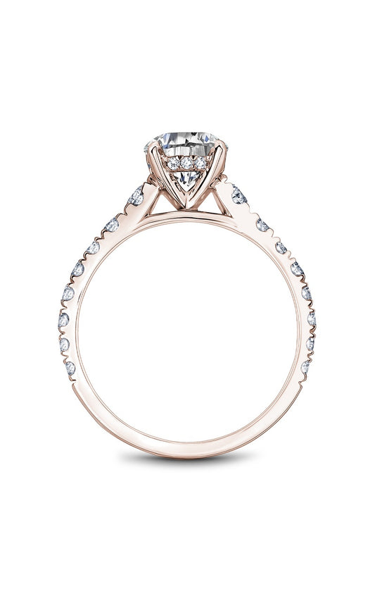14K Rose Gold Sidestone Round Engagement Ring