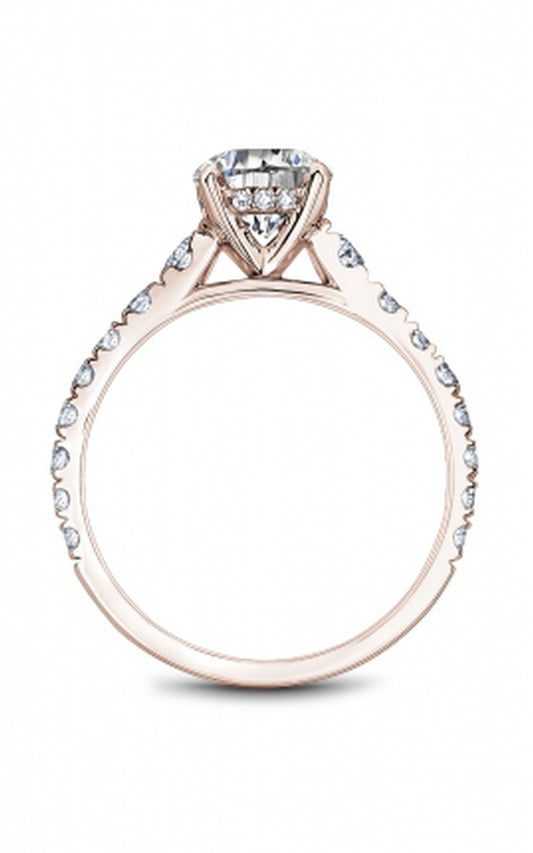 18K Rose Gold Sidestone Round Engagement Ring
