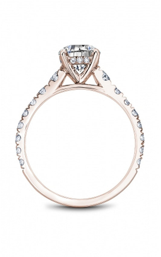 18K Rose Gold Sidestone Round Engagement Ring
