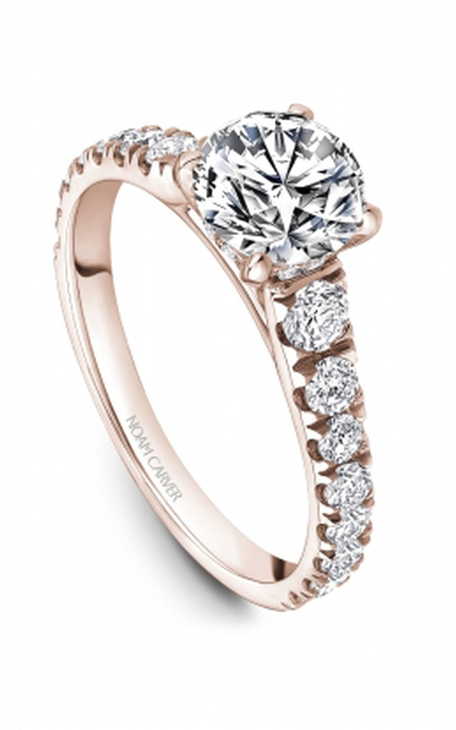 18K Rose Gold Sidestone Round Engagement Ring