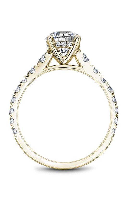 18K Yellow Gold Sidestone Round Engagement Ring