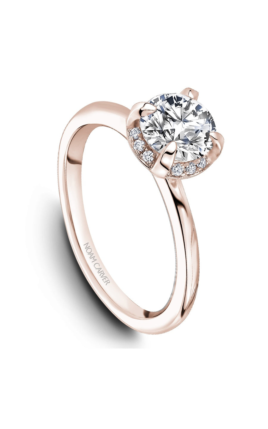 14K Rose Gold Halo Round Engagement Ring