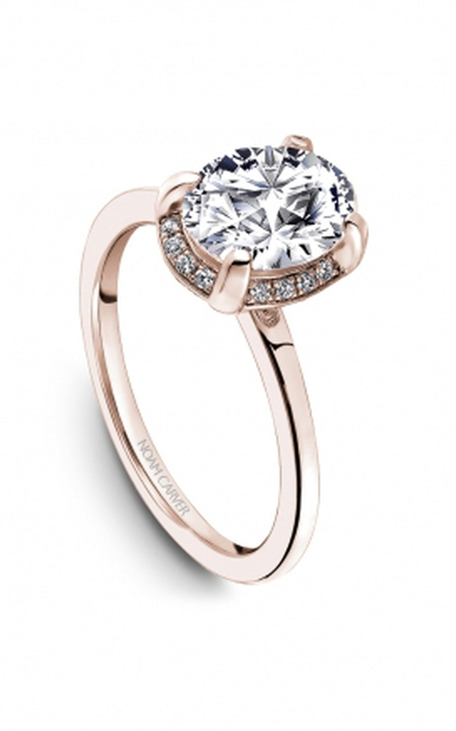 18K Rose Gold Halo Oval Engagement Ring