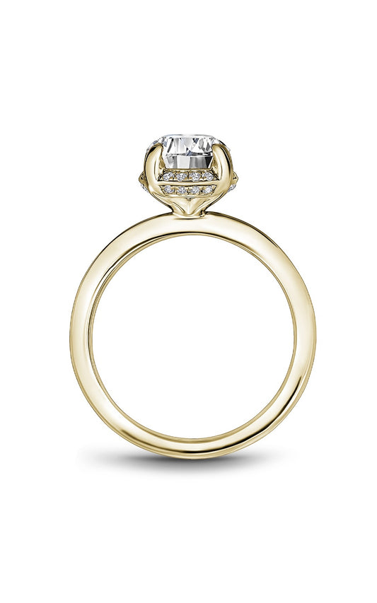 14K Yellow Gold Halo Oval Engagement Ring