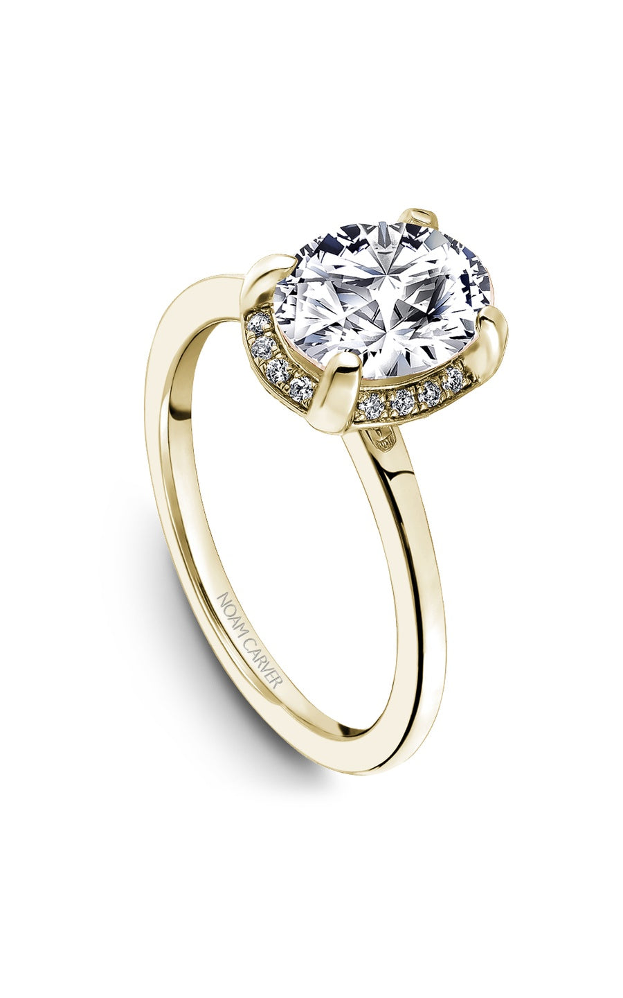 14K Yellow Gold Halo Oval Engagement Ring
