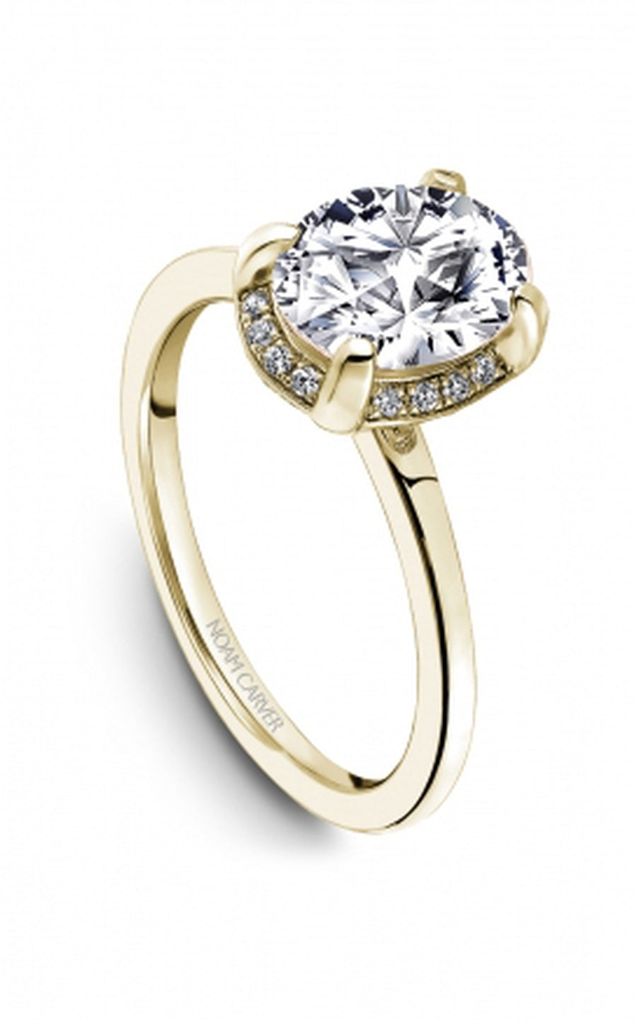 18K Yellow Gold Halo Oval Engagement Ring