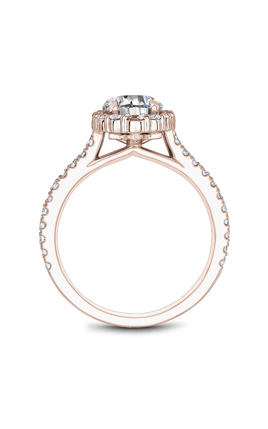 14K Rose Gold Halo Round Engagement Ring