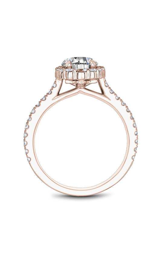 14K Rose Gold Halo Round Engagement Ring