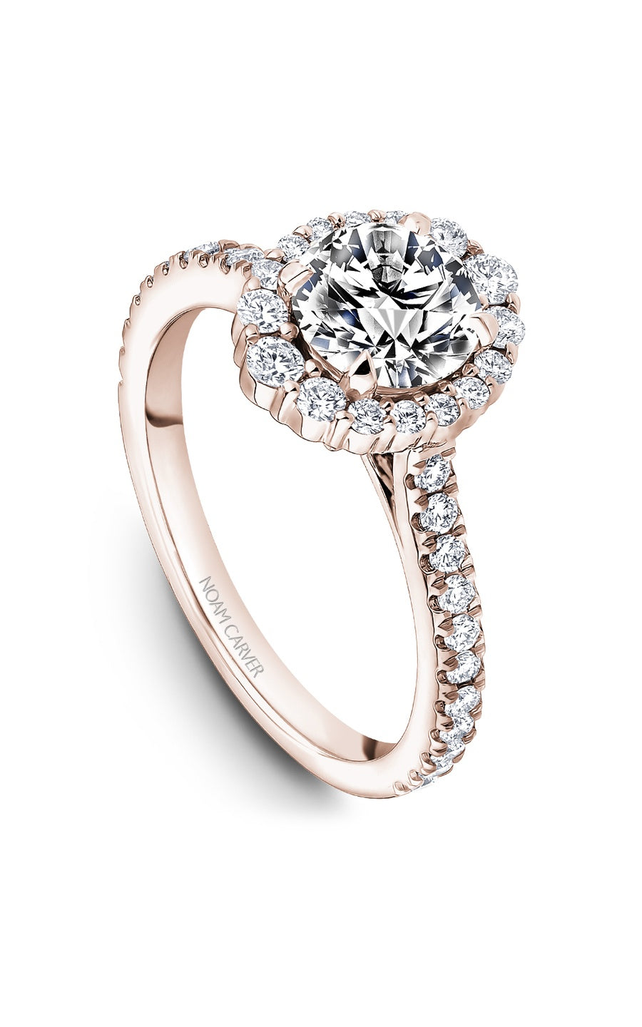 14K Rose Gold Halo Round Engagement Ring