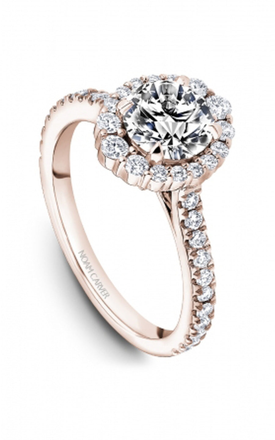 18K Rose Gold Halo Round Engagement Ring