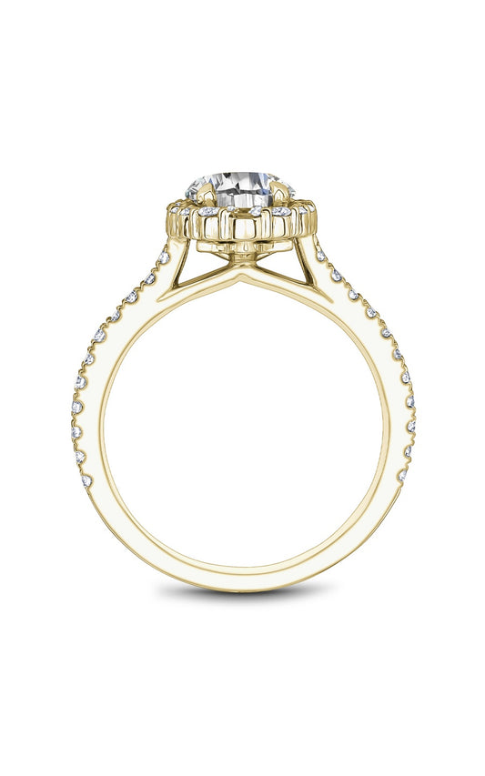 14K Yellow Gold Halo Round Engagement Ring
