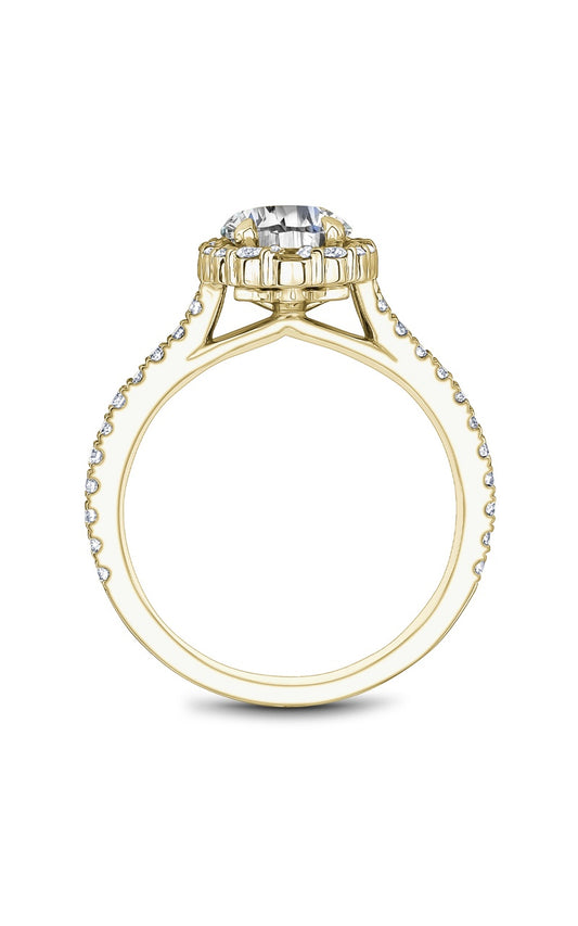 14K Yellow Gold Halo Round Engagement Ring