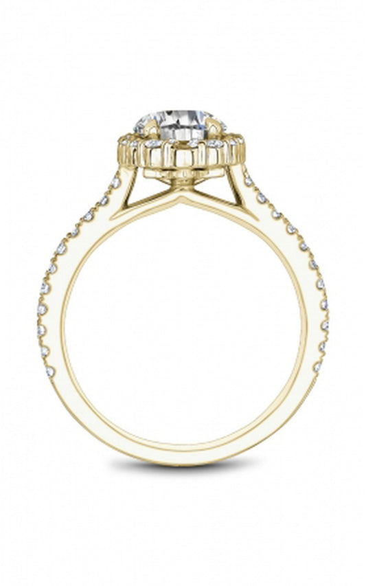 18K Yellow Gold Halo Round Engagement Ring
