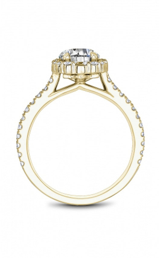 18K Yellow Gold Halo Round Engagement Ring