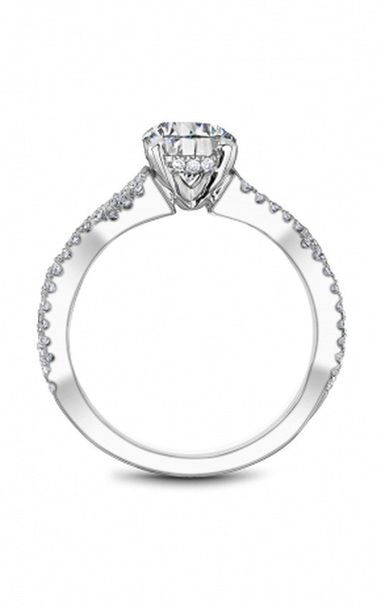18K White Gold Sidestone Round Engagement Ring