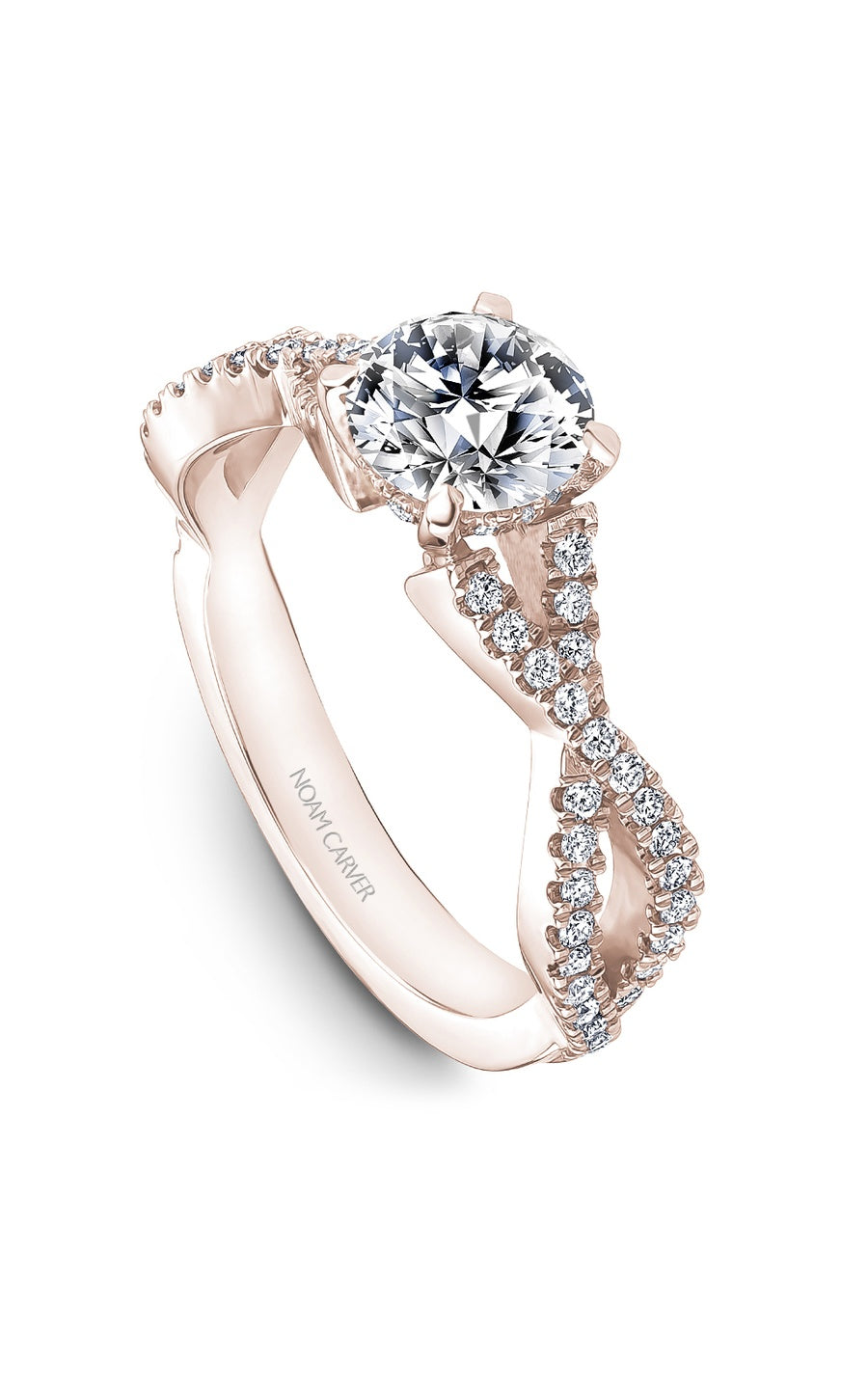 14K Rose Gold Sidestone Round Engagement Ring