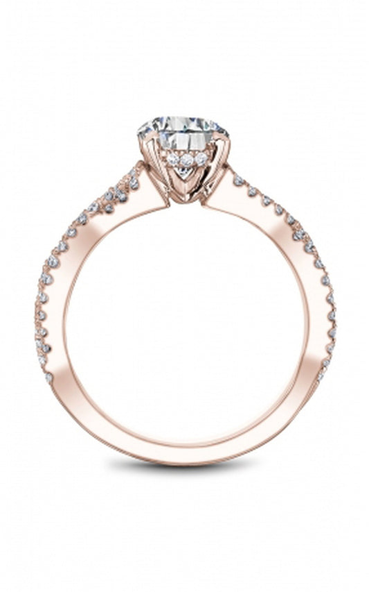 18K Rose Gold Sidestone Round Engagement Ring