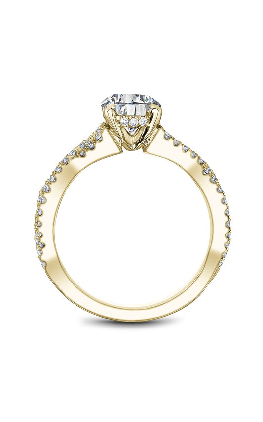 14K Yellow Gold Sidestone Round Engagement Ring