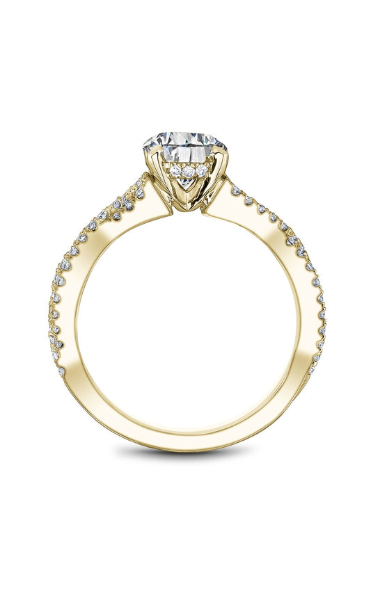 14K Yellow Gold Sidestone Round Engagement Ring