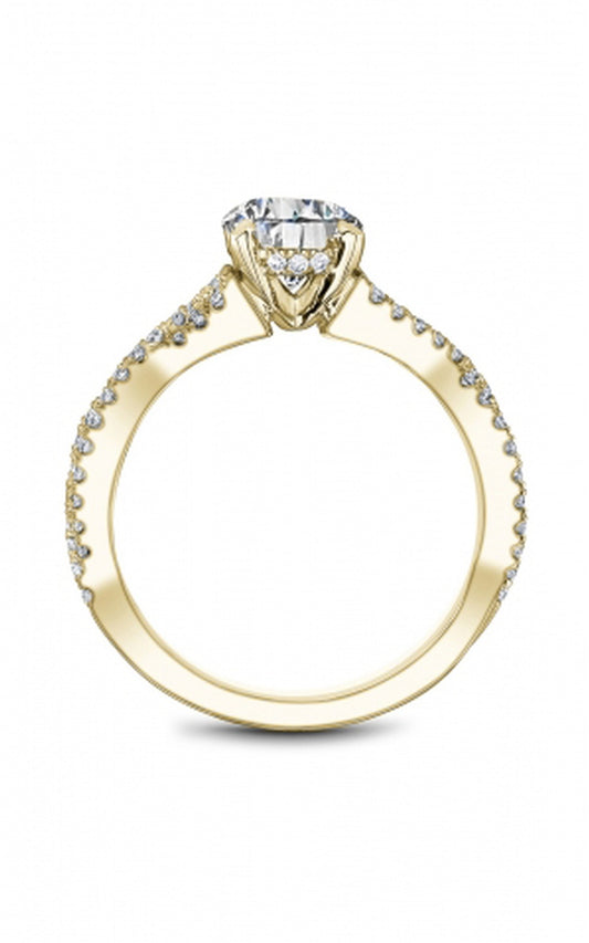 18K Yellow Gold Sidestone Round Engagement Ring