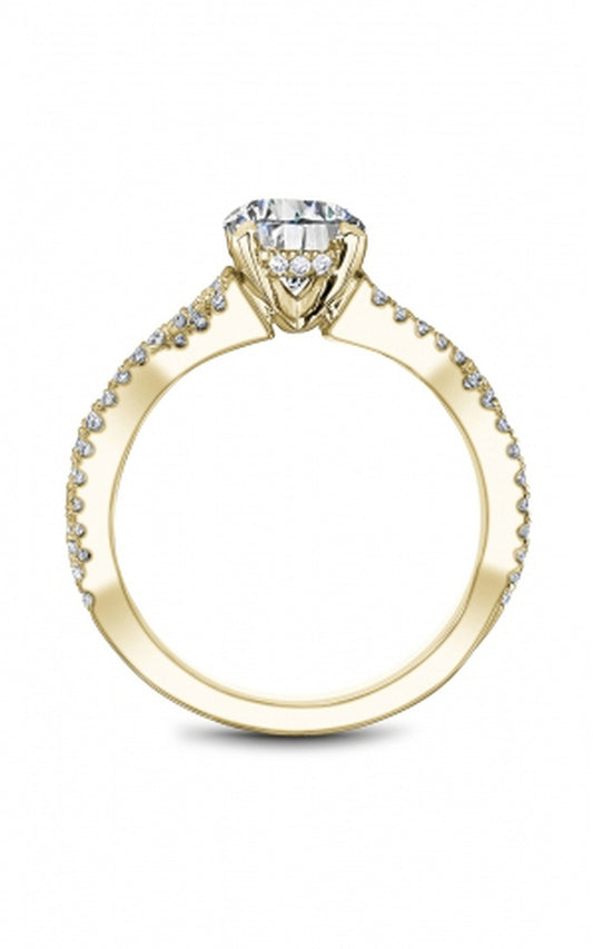 18K Yellow Gold Sidestone Round Engagement Ring