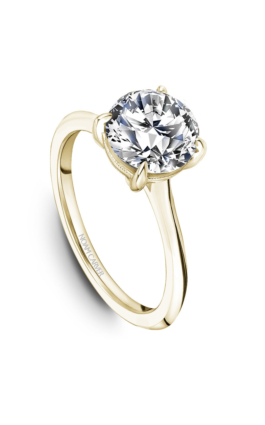 14K Yellow Gold Solitaire Round Engagement Ring