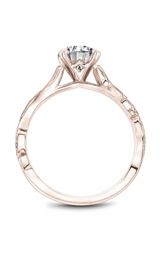 18K Rose Gold Sidestone Round Engagement Ring