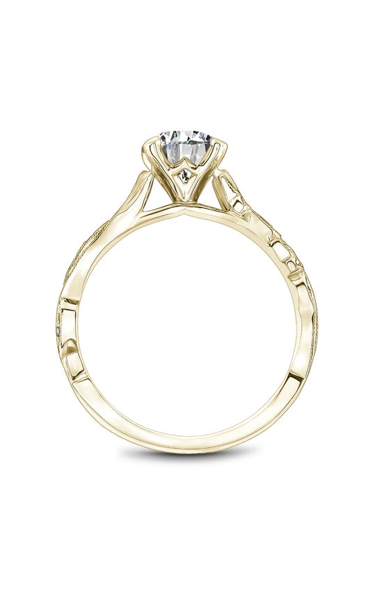 14K Yellow Gold Sidestone Round Engagement Ring