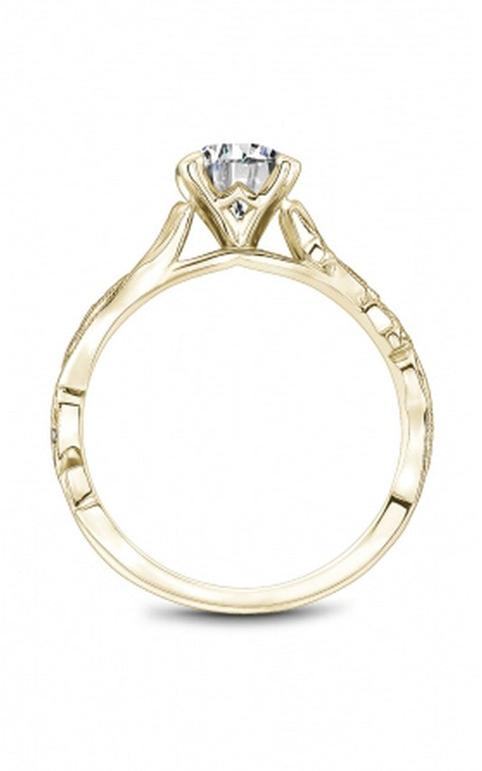 18K Yellow Gold Sidestone Round Engagement Ring