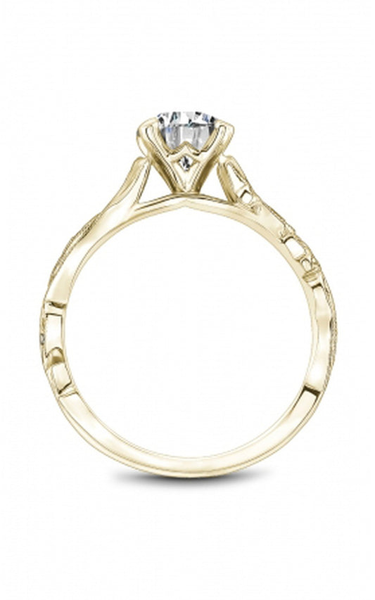 18K Yellow Gold Sidestone Round Engagement Ring