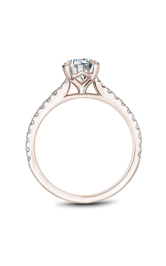 14K Rose Gold Sidestone Round Engagement Ring