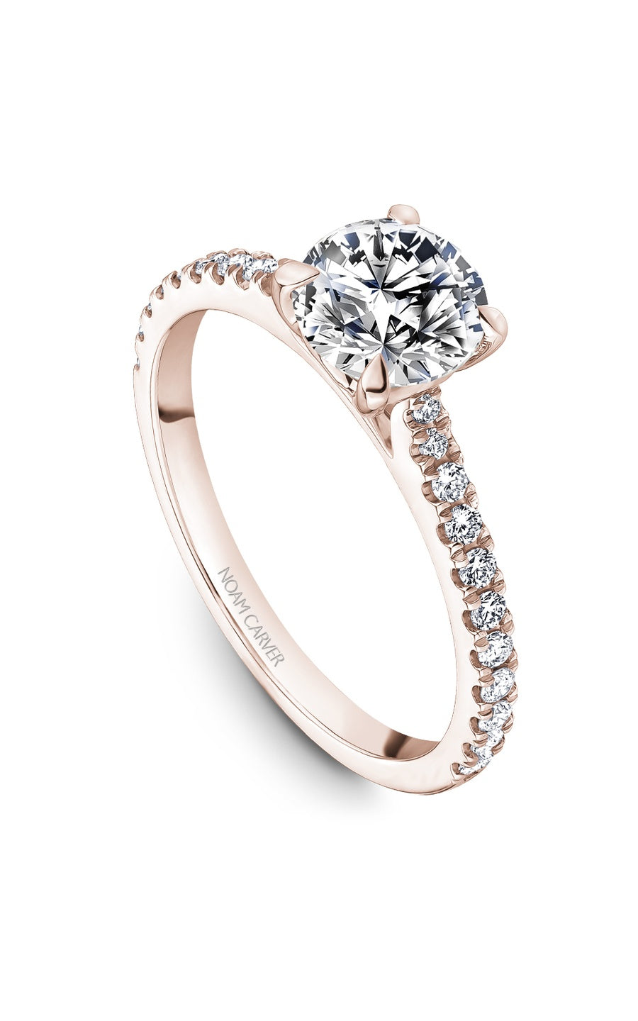 14K Rose Gold Sidestone Round Engagement Ring