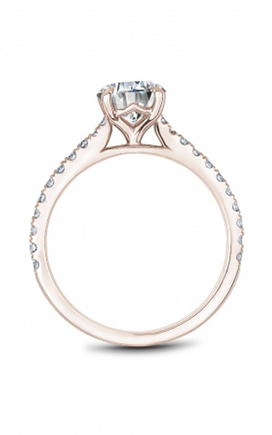 18K Rose Gold Sidestone Round Engagement Ring