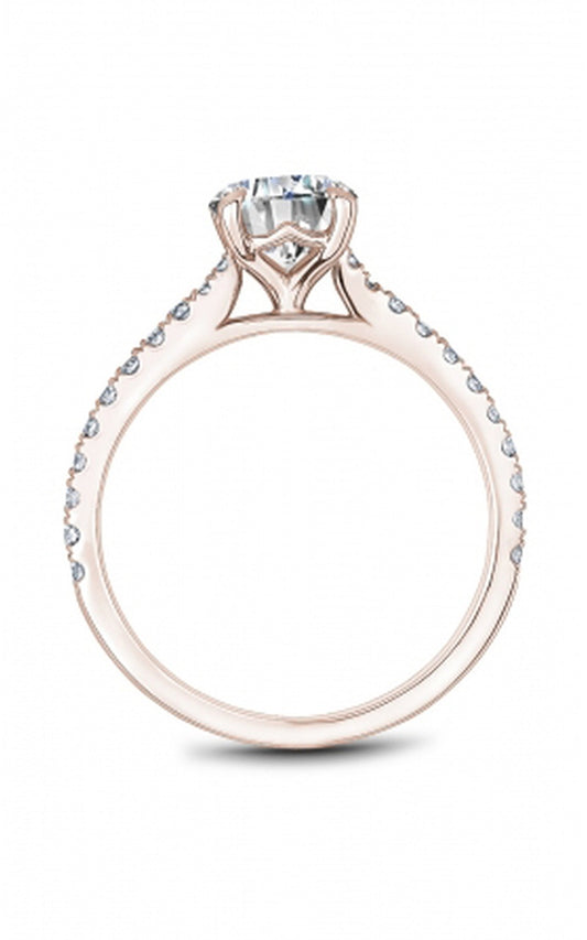 18K Rose Gold Sidestone Round Engagement Ring