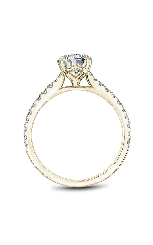 14K Yellow Gold Sidestone Round Engagement Ring