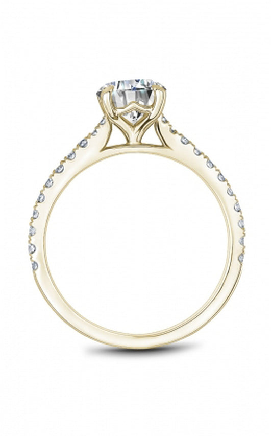 18K Yellow Gold Sidestone Round Engagement Ring