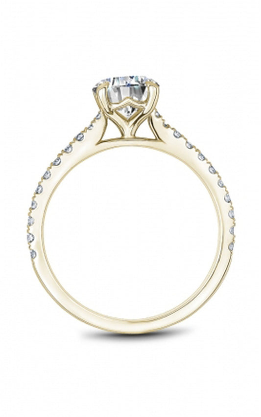 18K Yellow Gold Sidestone Round Engagement Ring