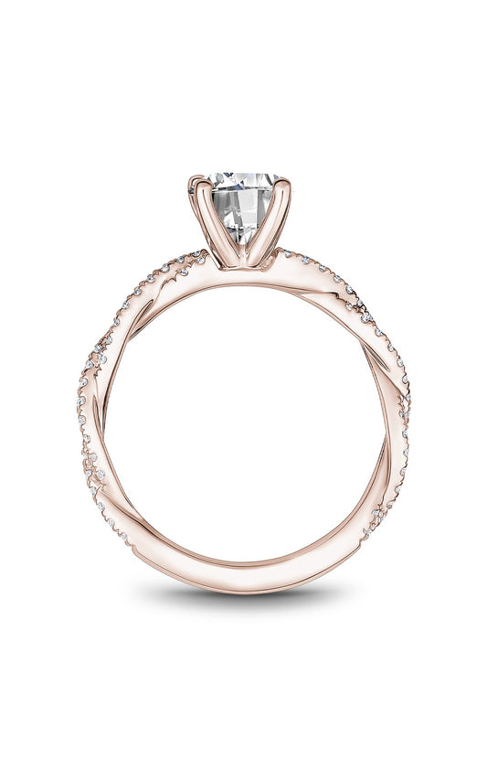 14K Rose Gold Sidestone Round Engagement Ring
