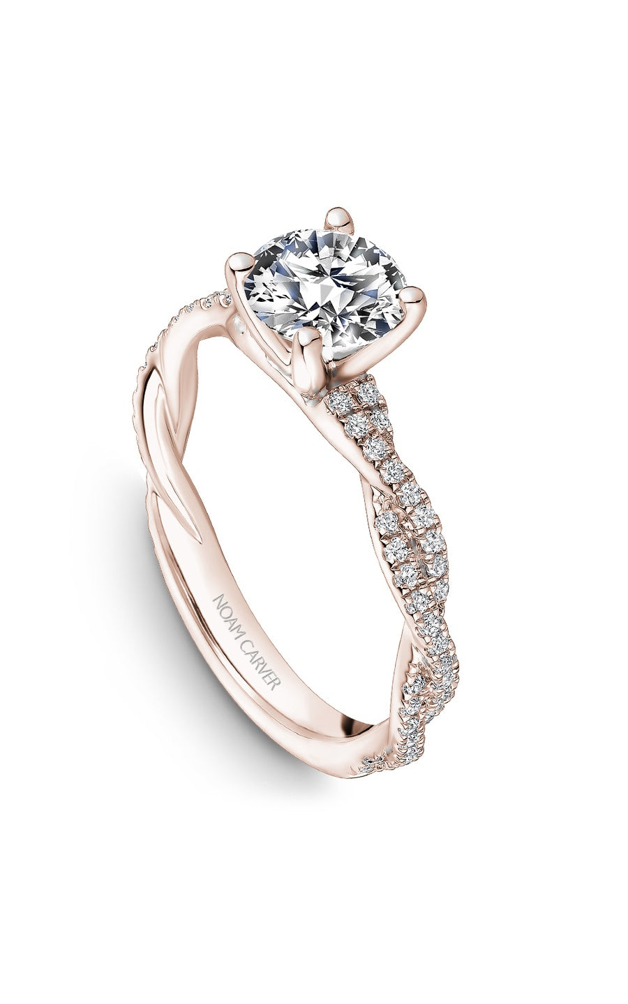 14K Rose Gold Sidestone Round Engagement Ring