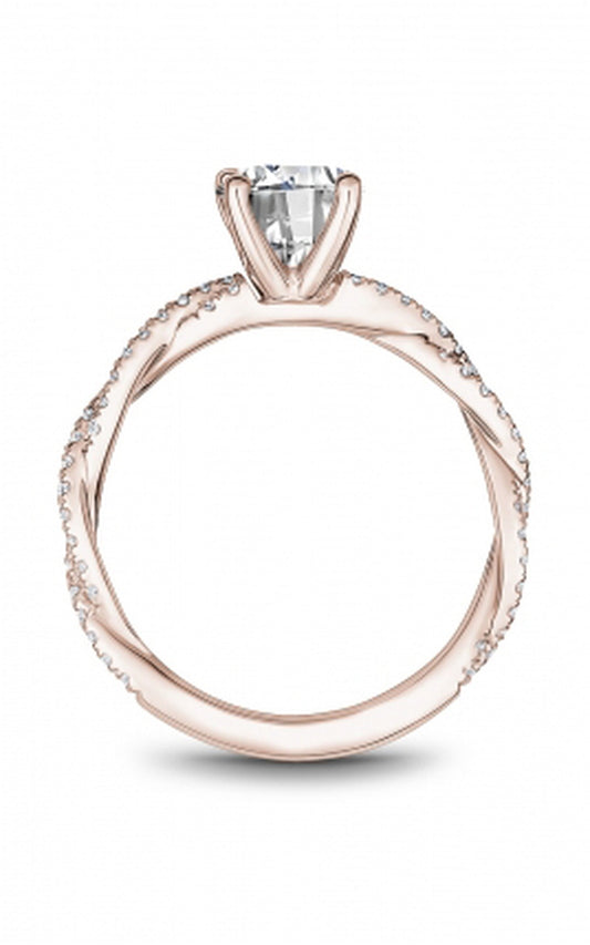 18K Rose Gold Sidestone Round Engagement Ring