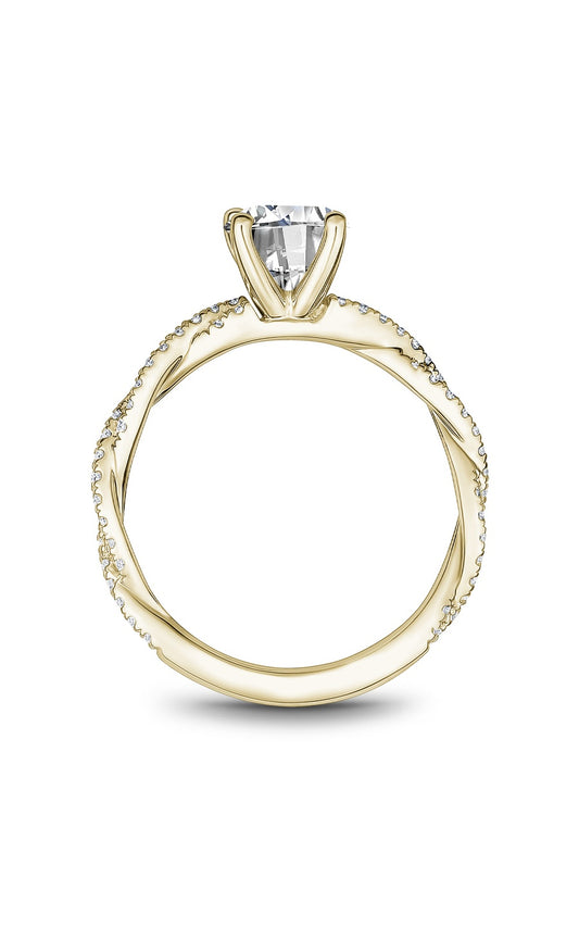 14K Yellow Gold Sidestone Round Engagement Ring