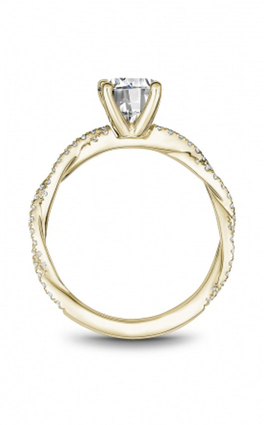18K Yellow Gold Sidestone Round Engagement Ring